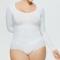 high stretch 4 colors solid color crew neck slimming shapewear_Black_White