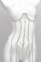 sexy slight stretch rhinestone tassels corset(with boned& underwire)_Black_White