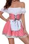 sexy slight stretch 4 colors lattice pattern maid costumes_Black_Red