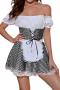 sexy slight stretch 4 colors lattice pattern maid costumes_Black