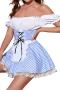 sexy slight stretch 4 colors lattice pattern maid costumes_Black_Red_Green_Sky Blue