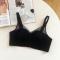 sexy plus size slight stretch simple solid color traceless lift thin bra size run small_Black