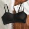 sexy slight stretch simple solid color traceless gather thin comfort bra size run small_Black