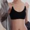 slight stretch 5 colors letter printing padded bras_Black