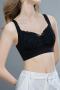 sexy slight stretch stitching lace padded bras_Black