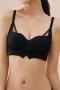 slight stretch 5 colors solid color traceless hollow padded bras_Black