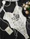 sexy slight stretch embroidered 4 colors lace-up teddy collection_White