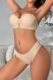 stretch glossy seamless gather with underwire padded bras sets_Black_White_Nude