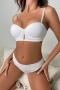 stretch glossy seamless gather with underwire padded bras sets_Black_White