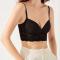 slight stretch stitching lace glossy breathable with underwire padded bras_Black