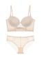slight stretch stitching lace glossy breathable with underwire padded bras sets_Black_White_Nude