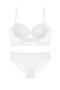 slight stretch stitching lace glossy breathable with underwire padded bras sets_Black_White