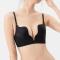 stretch solid color 3 colors glossy gather traceless with underwire padded bras_Black