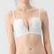 stretch solid color 3 colors glossy gather traceless with underwire padded bras_Black_White