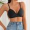 sexy plus size slight stretch traceless gather thin breathable bra_Black