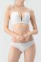 stretch solid color glossy gather traceless with underwire padded bras sets_Black_White