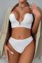 stretch solid color v-neck gather with underwire padded bras sets_Black_White