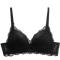 slight stretch 3 colors lace gather padded bras(no underwire)_Black