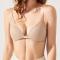 stretch 3 colors stitching mesh gather backless padded bras_Black_White_Nude