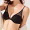 stretch 3 colors stitching mesh gather backless padded bras_Black