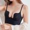 stretch traceless glossy gather backless with underwire padded bras_Black
