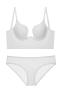 stretch traceless glossy gather backless with underwire padded bras sets_Black_White