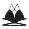 stretch solid color glossy backless adjustable straps padded bras_Black