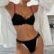 sexy slight stretch adjustable straps lace with underwire ultra-thin padded bras_Black