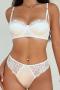 slight stretch 4 colors lace trim gather with underwire padded bras sets_Black_White