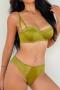 slight stretch 4 colors lace trim gather with underwire padded bras sets_Black_White_Green