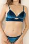 sexy slight stretch velvet mesh lace hollow see-through thin bra set_Black_Rose Red_Blue