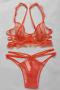 sexy slight stretch lace see-through underwire two-piece set_Black_White_Rose Red_Orange