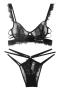 sexy slight stretch lace see-through underwire two-piece set_Black