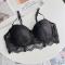 sexy plus size slight stretch lace padded underwire 1/2 cup bra size run small_Black