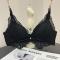 sexy plus size slight stretch lace padded underwire triangle bra size run small_Black