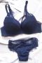 sexy plus size lace push up underwire thin big breast bra set size run small #2_Black_Red_Dark Blue