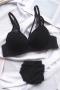 sexy plus size lace push up underwire thin big breast bra set size run small #2_Black