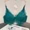 sexy plus size stretch lace padded underwire triangle bra size run small_Pink_Green