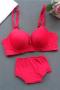 plus size stretch solid color with underwire padded bras sets size run small#1_White_Gray_Red
