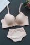 plus size stretch solid color with underwire padded bras sets size run small#2_Black_Pink_Beige