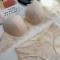 sexy plus size slight stretch lace thin push up underwire bra set size run small_Green_Beige