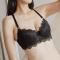 sexy plus size stretch lace thin push up underwire bra set size run small#1_Black