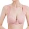 plus size stretch 3 colors stitching lace front buckle padded bras#1_Black_Pink