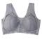 plus size stretch 3 colors stitching lace front buckle padded bras#2_Gray