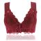 plus size stretch 3 colors stitching lace front buckle padded bras#2_Gray_Pink_Rose Red