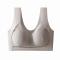 plus size stretch 5 colors solid color traceless padded bras_Black_Gray