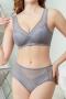 plus size slight stretch lace gather breathable padded bras_Black_Pink_Haze Blue