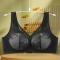 plus size slight stretch lace gather breathable padded bras_Black