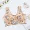 plus size slight stretch flower batch printing mesh gather padded bras_Black_Gray_Beige