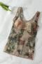 plus size slight stretch long mesh flower batch printing padded bras_Black_Rose Red_Sky Blue_Nude